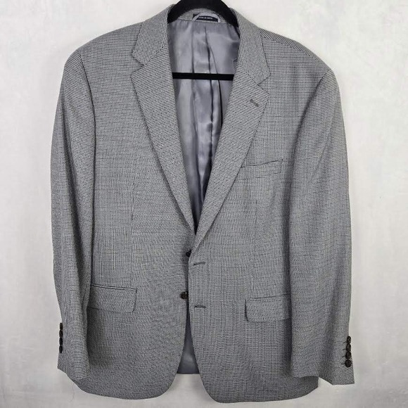 Ralph Lauren Mens 44R Wool Houndstooth Blazer Sport Coat Grey Jacket - Picture 3 of 9